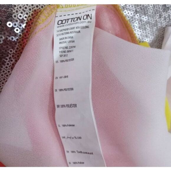 COTTON ON YELLOW, WHITE, & CORAL BLOUSE SZ.S EUC. - Picture 4 of 4